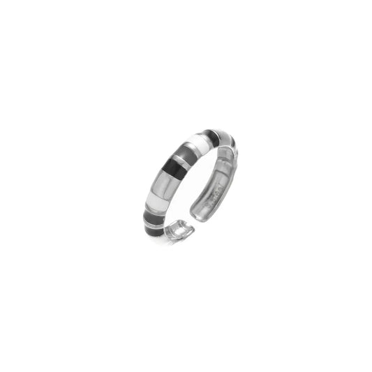 anillo abierto 316l acero inoxidable bañado en oro 18k diseño geométrico Loyobriyida fondo blanco