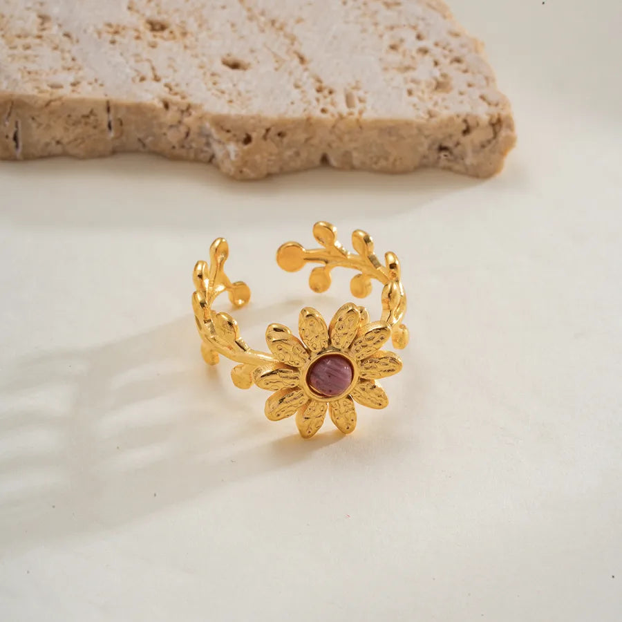 bisutería 304 acero inoxidable bañado en oro 18k con piedra natural Loyobriyida fondo blanco