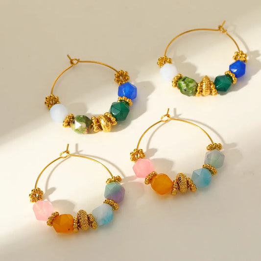 pendientes 304 acero inoxidable bañado en oro 18k diseño irregular Loyobriyida fondo blanco