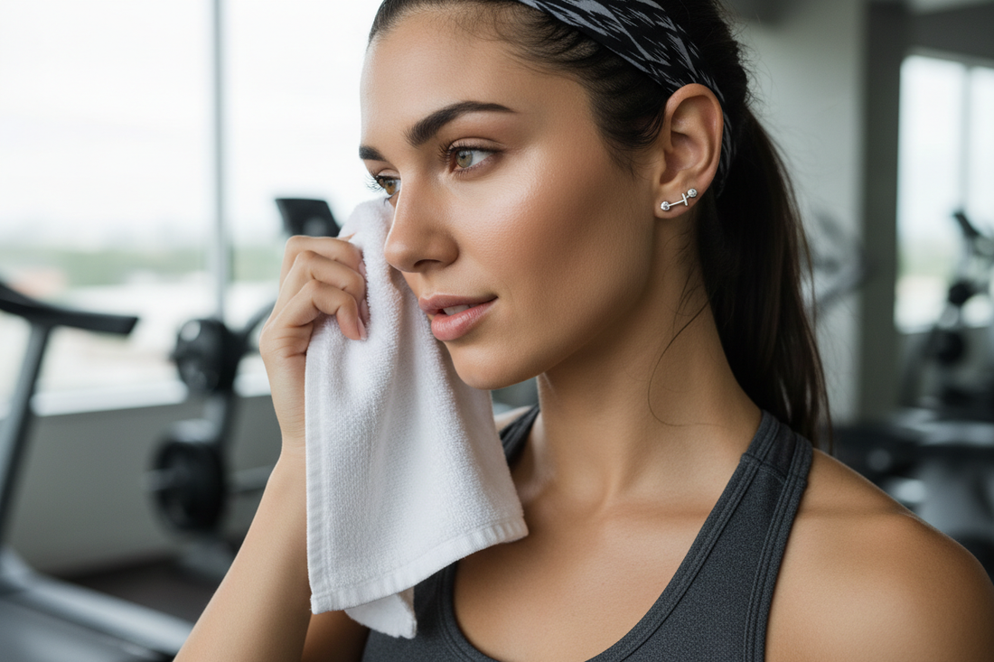pequeños pendientes de botón plateados para entrenar en gimnasio
