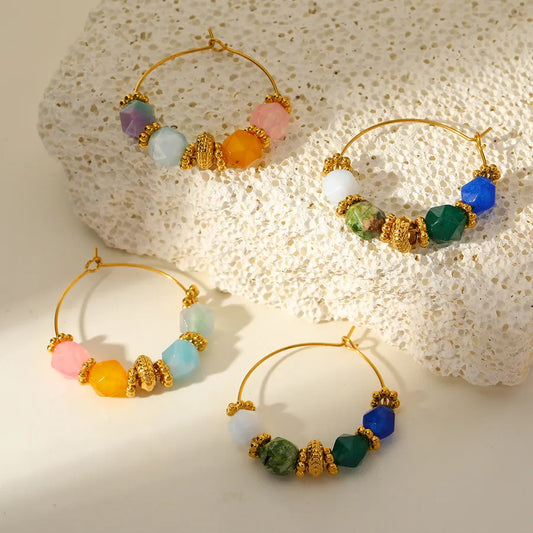 pendientes 304 acero inoxidable bañado en oro 18k diseño irregular Loyobriyida fondo blanco