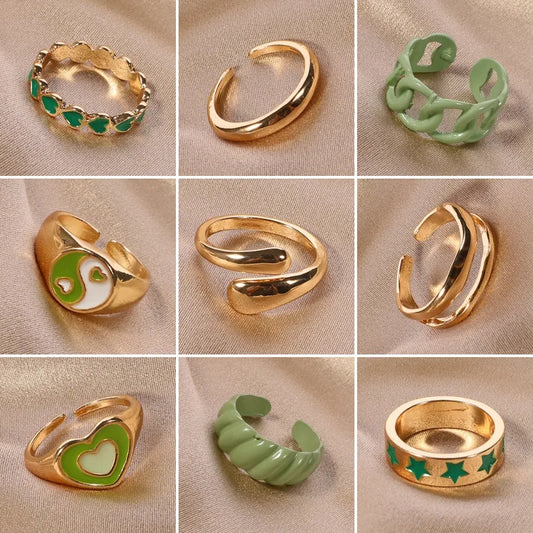 anillo abierto aleación diseño estrella Loyobriyida fondo blanco