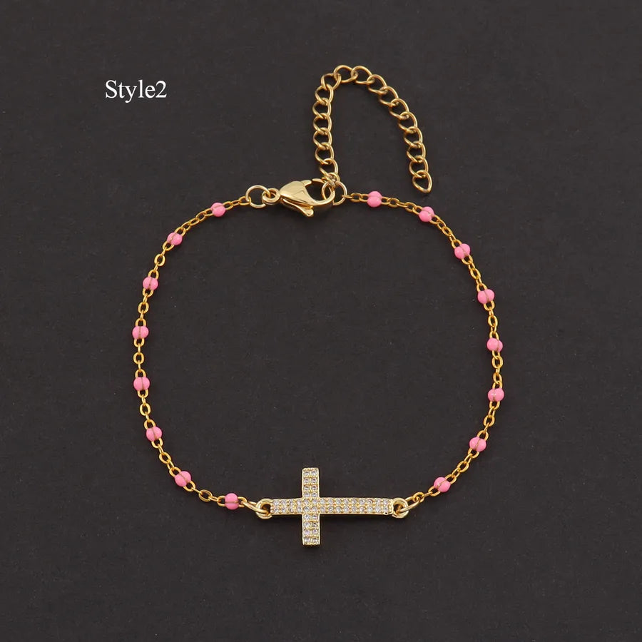 pulsera 201 acero inoxidable bañado en oro con circón Loyobriyida fondo blanco