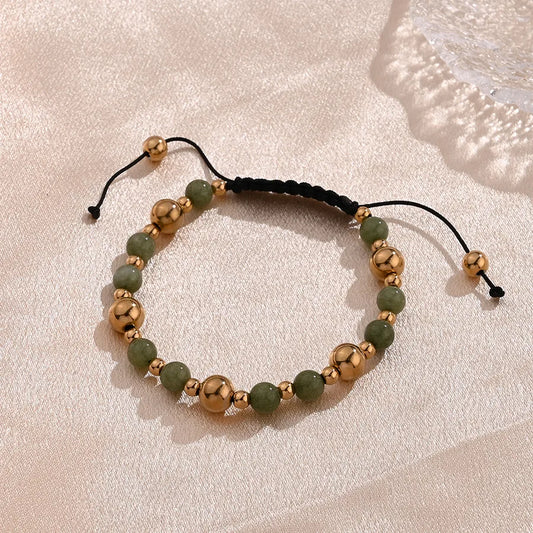 pulsera 304 acero inoxidable bañado en oro 18k diseño redondo Loyobriyida fondo blanco