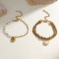 pulsera 304 acero inoxidable bañado en oro 18k con imitación perla Loyobriyida fondo blanco