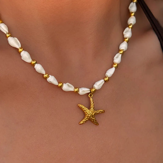 cadena 304 acero inoxidable diseño estrella de mar Loyobriyida fondo blanco