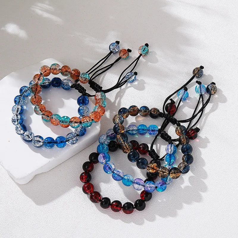 pulsera glass/colored glaze diseño geométrico Loyobriyida fondo blanco