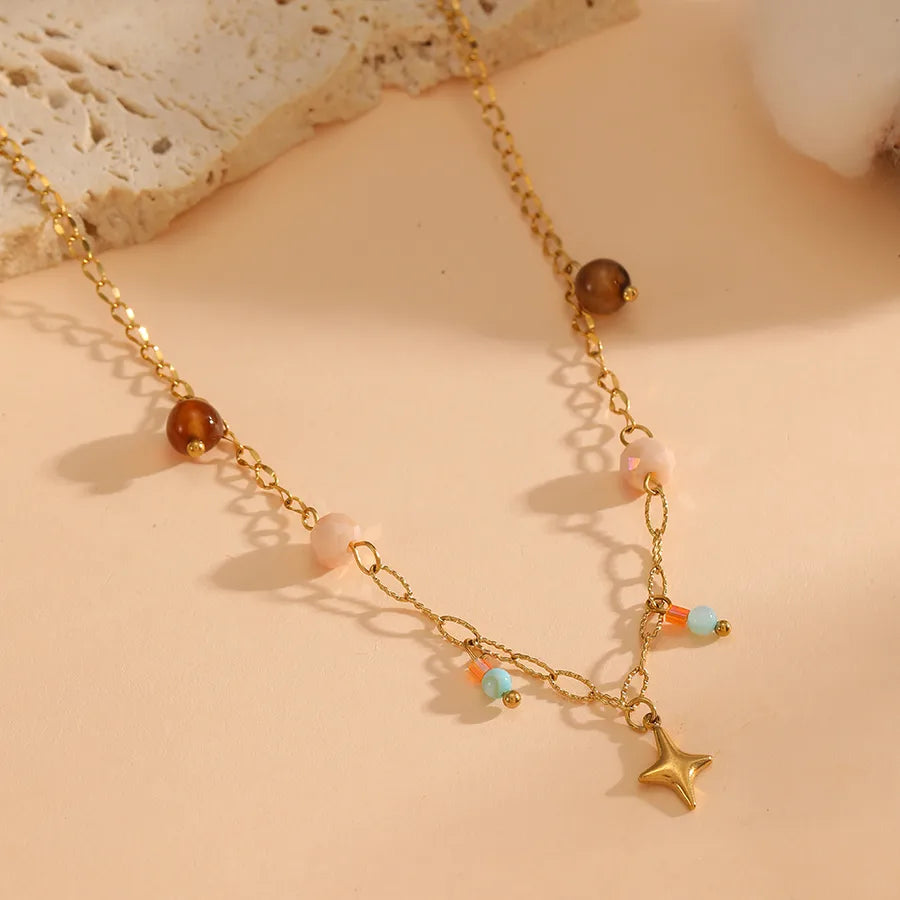 collar 304 acero inoxidable bañado en oro 18k sin piedra Loyobriyida fondo blanco
