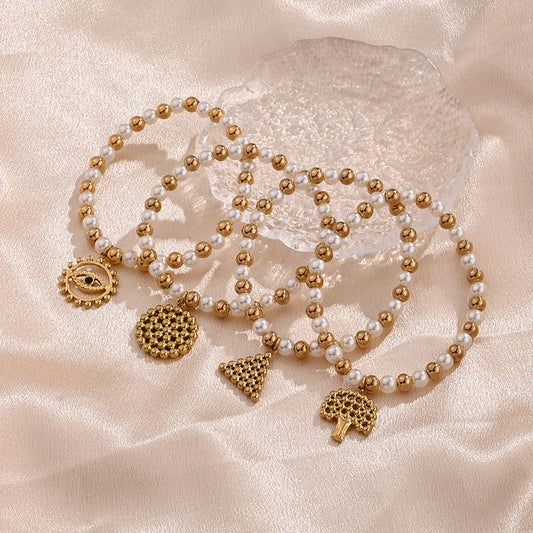 pulsera 304 acero inoxidable bañado en oro 18k con pedrería Loyobriyida fondo blanco