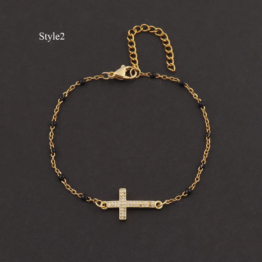 pulsera 201 acero inoxidable bañado en oro con circón Loyobriyida fondo blanco