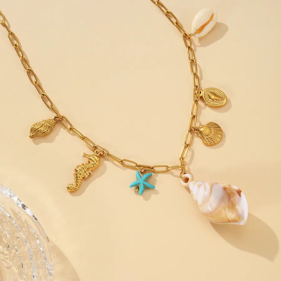 collar 304 acero inoxidable bañado en oro 18k sin piedra Loyobriyida fondo blanco