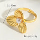anillo 304 acero inoxidable bañado en oro 18k con imitación perla Loyobriyida fondo blanco