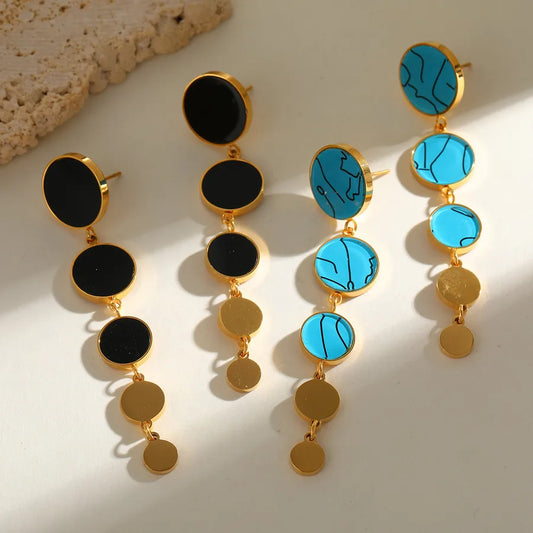 pendientes 304 acero inoxidable bañado en oro 18k diseño geométrico Loyobriyida fondo blanco