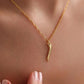 collar 304 acero inoxidable bañado en oro 18k sin piedra Loyobriyida fondo blanco
