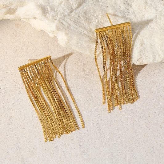 pendientes 304 acero inoxidable bañado en oro 18k diseño geométrico Loyobriyida fondo blanco