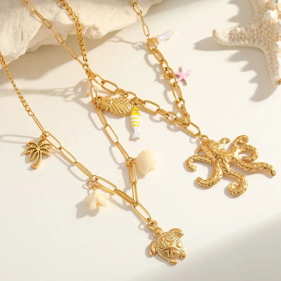 collar 304 acero inoxidable bañado en oro 18k con acrílico Loyobriyida fondo blanco