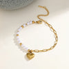 pulsera 304 acero inoxidable bañado en oro 18k con imitación perla Loyobriyida fondo blanco