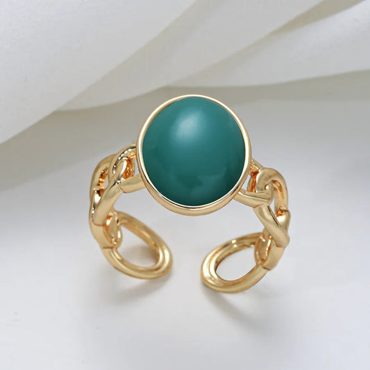 anillo abierto aleación diseño ovalado Loyobriyida fondo blanco