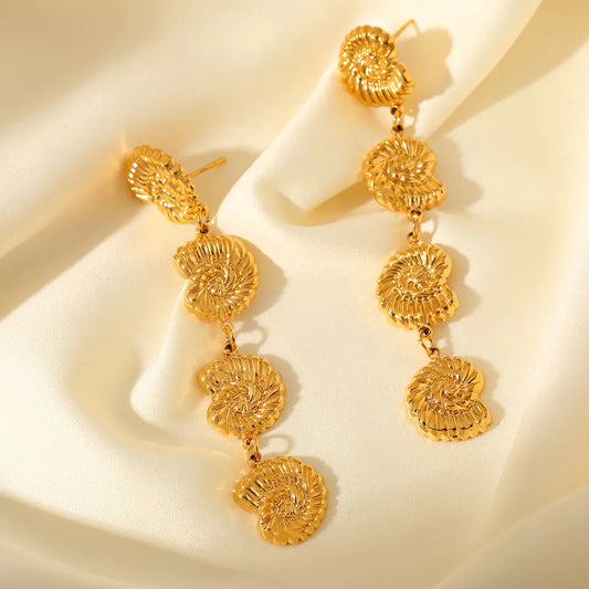 pendientes 304 acero inoxidable bañado en oro 18k diseño snails Loyobriyida fondo blanco