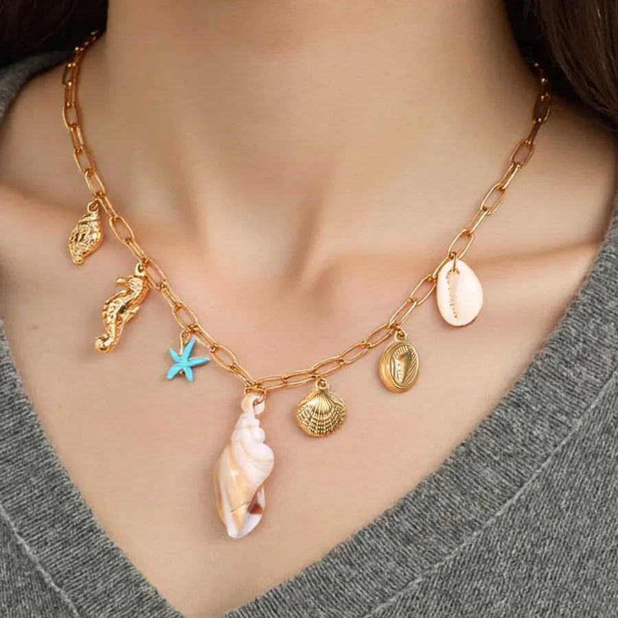 collar 304 acero inoxidable bañado en oro 18k sin piedra Loyobriyida fondo blanco