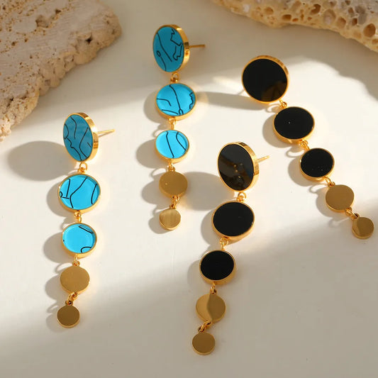 pendientes 304 acero inoxidable bañado en oro 18k diseño geométrico Loyobriyida fondo blanco