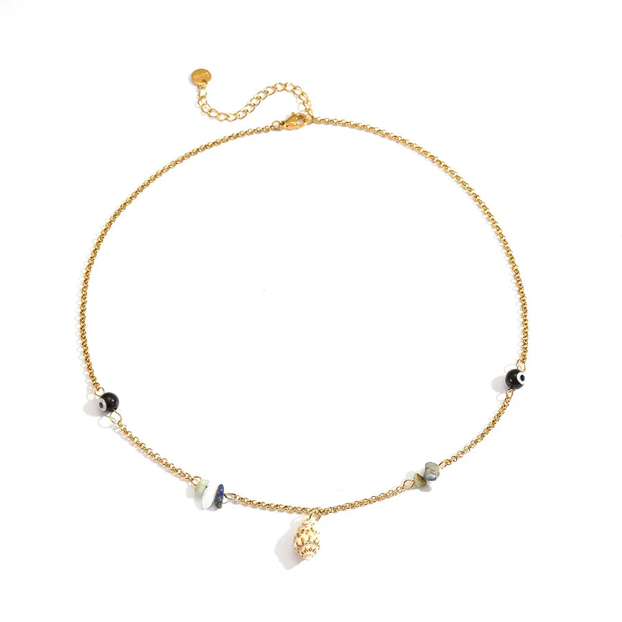 collar 304 acero inoxidable bañado en oro 18k sin piedra Loyobriyida fondo blanco