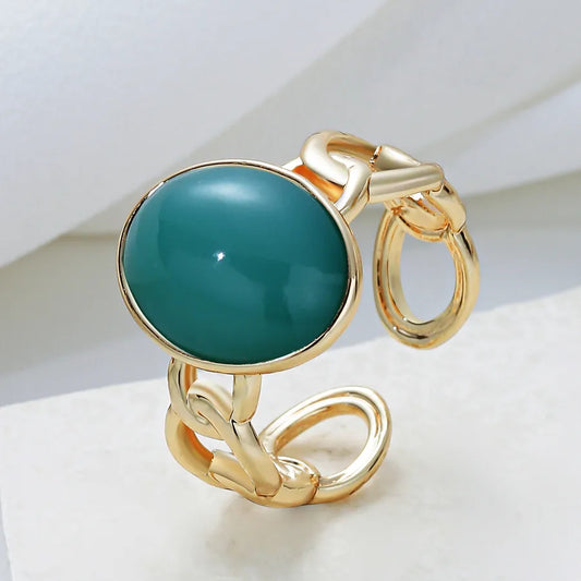 anillo abierto aleación diseño ovalado Loyobriyida fondo blanco
