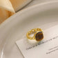 anillo abierto aleación con tiger eye Loyobriyida fondo blanco