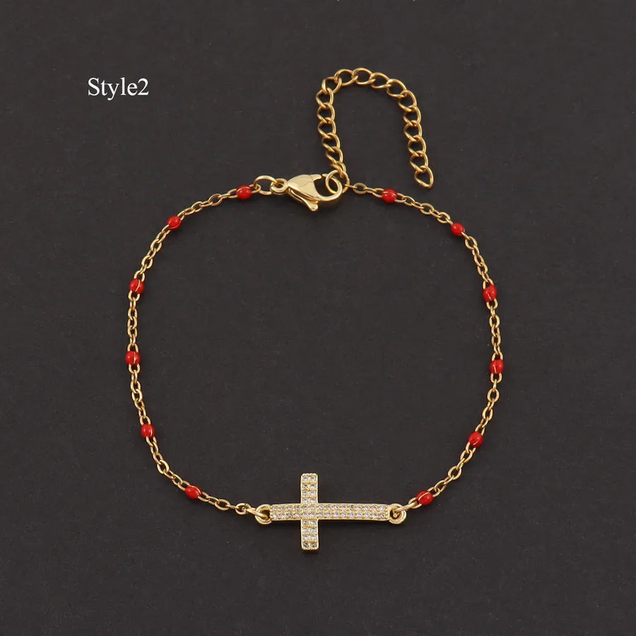pulsera 201 acero inoxidable bañado en oro con circón Loyobriyida fondo blanco