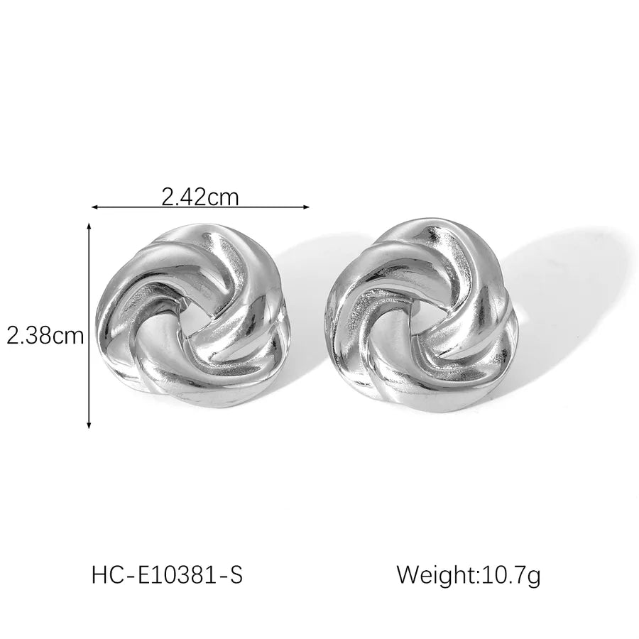 pendientes 304 acero inoxidable bañado en oro 18k diseño redondo Loyobriyida fondo blanco