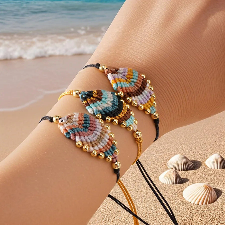 pulsera cobre bead wax line diseño hoja Loyobriyida fondo blanco