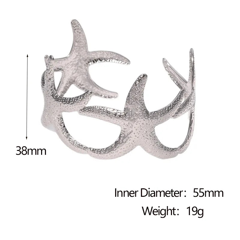 pulsera 304 acero inoxidable bañado en oro 18k diseño estrella de mar Loyobriyida fondo blanco