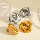 pendientes 304 acero inoxidable bañado en oro 18k diseño redondo Loyobriyida fondo blanco