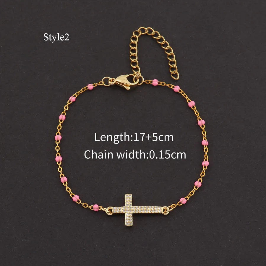 pulsera 201 acero inoxidable bañado en oro con circón Loyobriyida fondo blanco