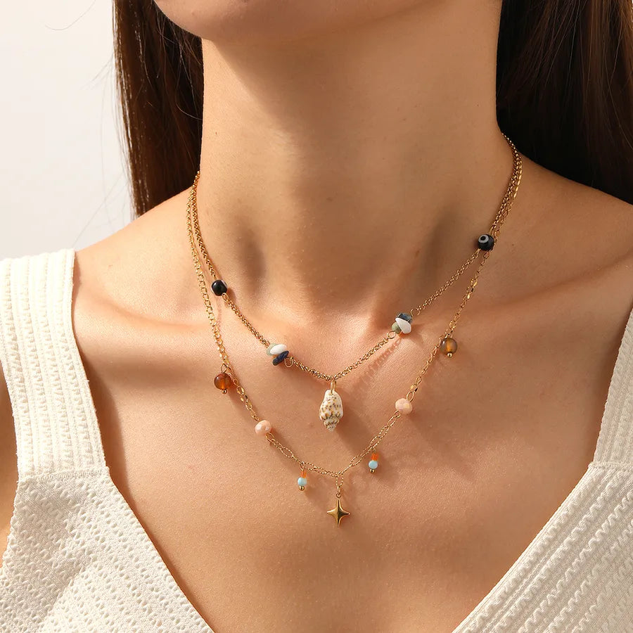 collar 304 acero inoxidable bañado en oro 18k sin piedra Loyobriyida fondo blanco