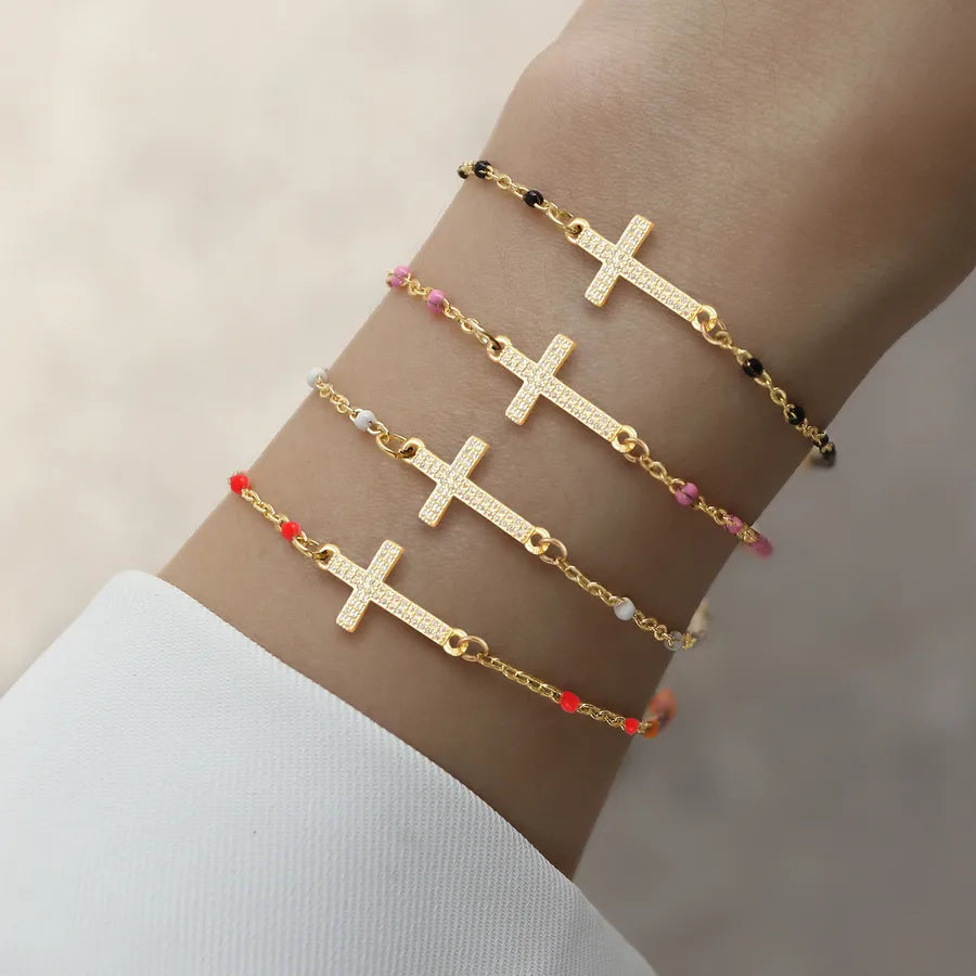 pulsera 201 acero inoxidable bañado en oro con circón Loyobriyida fondo blanco