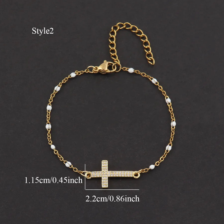pulsera 201 acero inoxidable bañado en oro con circón Loyobriyida fondo blanco