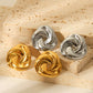pendientes 304 acero inoxidable bañado en oro 18k diseño redondo Loyobriyida fondo blanco