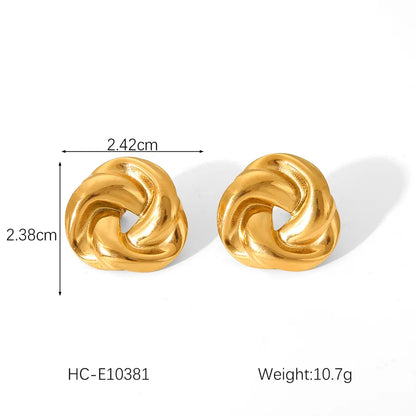 pendientes 304 acero inoxidable bañado en oro 18k diseño redondo Loyobriyida fondo blanco