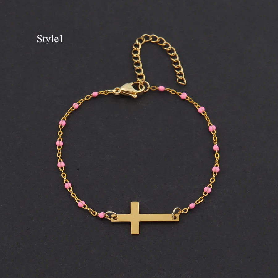 pulsera 201 acero inoxidable bañado en oro con circón Loyobriyida fondo blanco