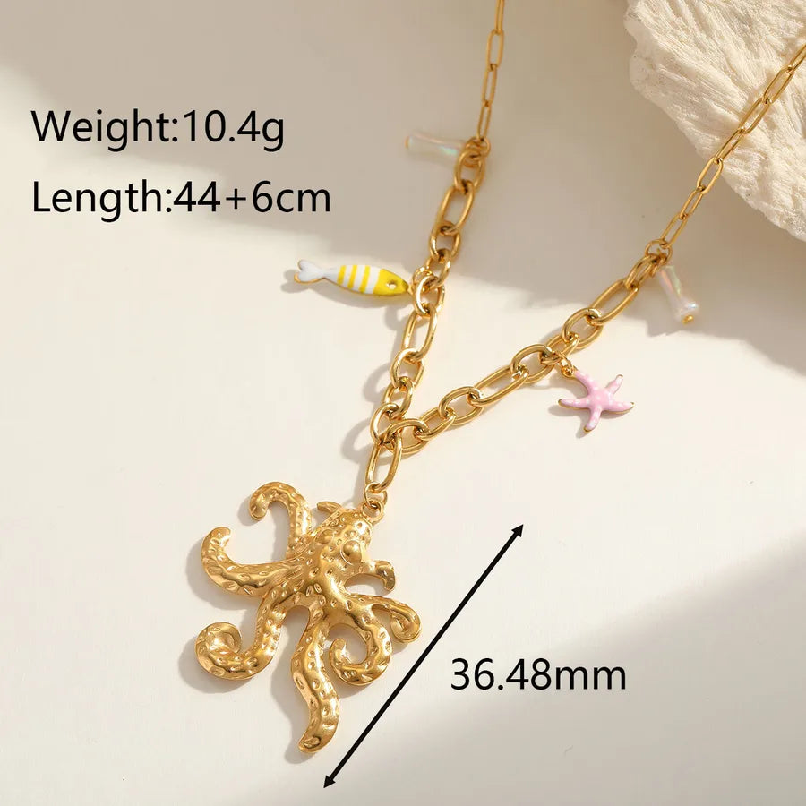 collar 304 acero inoxidable bañado en oro 18k con acrílico Loyobriyida fondo blanco