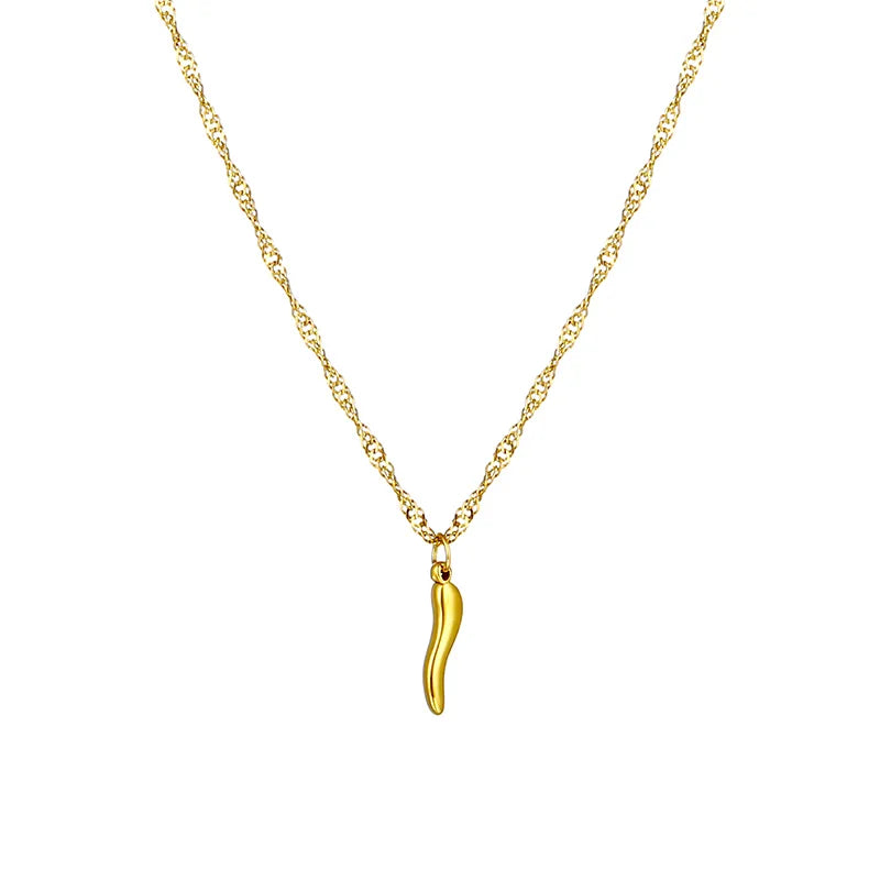 collar 304 acero inoxidable bañado en oro 18k sin piedra Loyobriyida fondo blanco