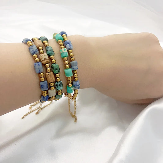 pulsera acero inoxidable con piedra natural Loyobriyida fondo blanco