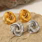 pendientes 304 acero inoxidable bañado en oro 18k diseño redondo Loyobriyida fondo blanco