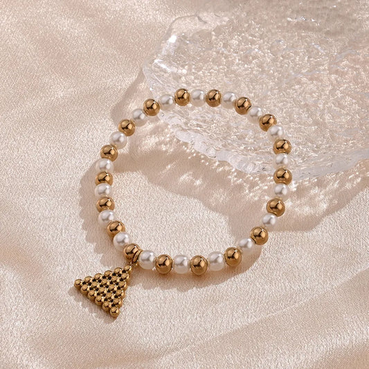 pulsera 304 acero inoxidable bañado en oro 18k con pedrería Loyobriyida fondo blanco