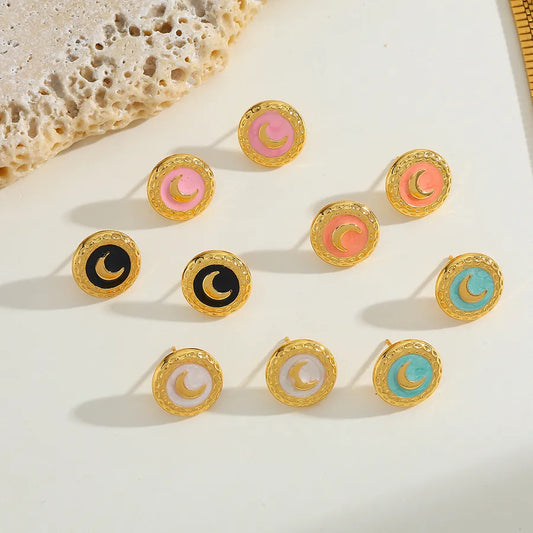 pendientes 304 acero inoxidable bañado en oro 18k diseño geométrico Loyobriyida fondo blanco